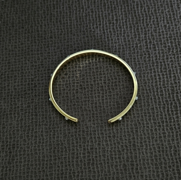 Michael Kors "Heritage Astor" Thin Gold💛 Cuff With Silver🤍 Studs NWOT - Picture 12 of 16